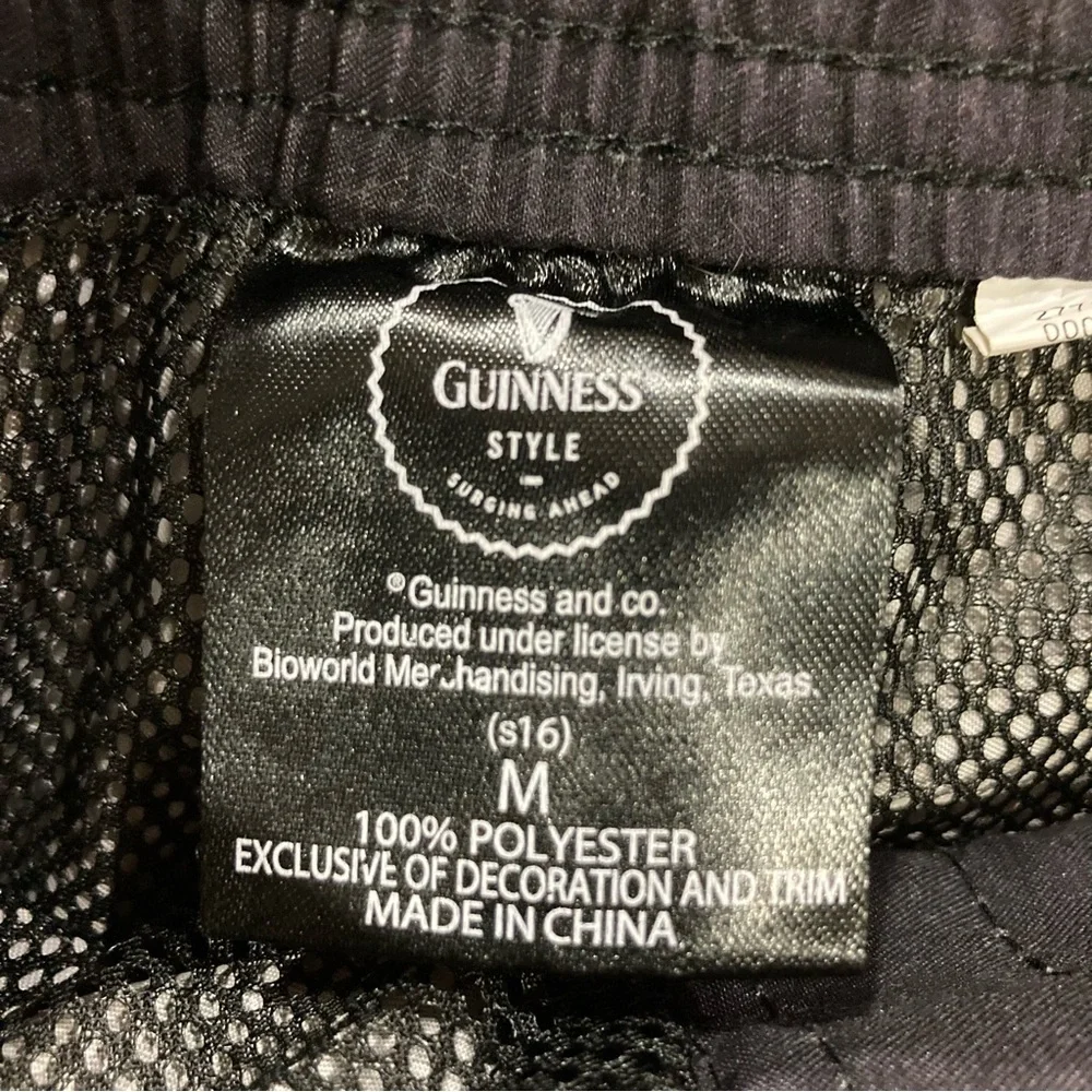 Guinness Beer Men's Black Green White Striped Board Shorts Swim Trunks Size 36